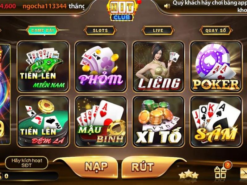 Các thể loại game bài đổi thưởng của Hitclub